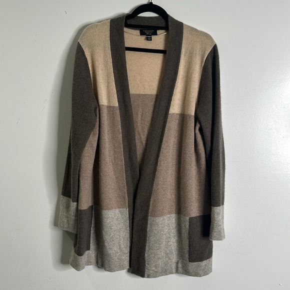 Club charter cashmere beige gray brown cardigan size XlArge - Picture 2 of 7
